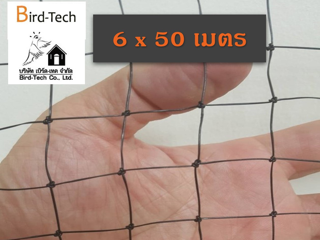 ตาข่าย HDPE เอ็นถักสีดำ (1.8x1.8 ซม., 6x50 เมตร)