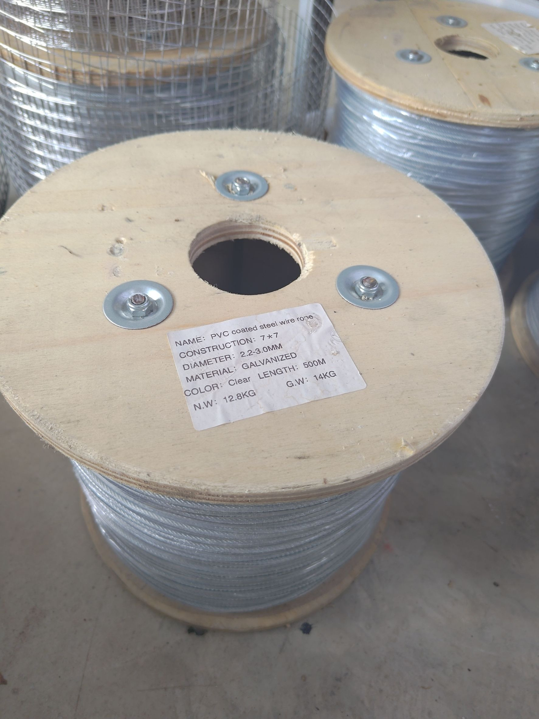 สลิงกัลวาไนซ์หุ้มปลอก PVC สีใสขนาด 3 มม. (500 m)