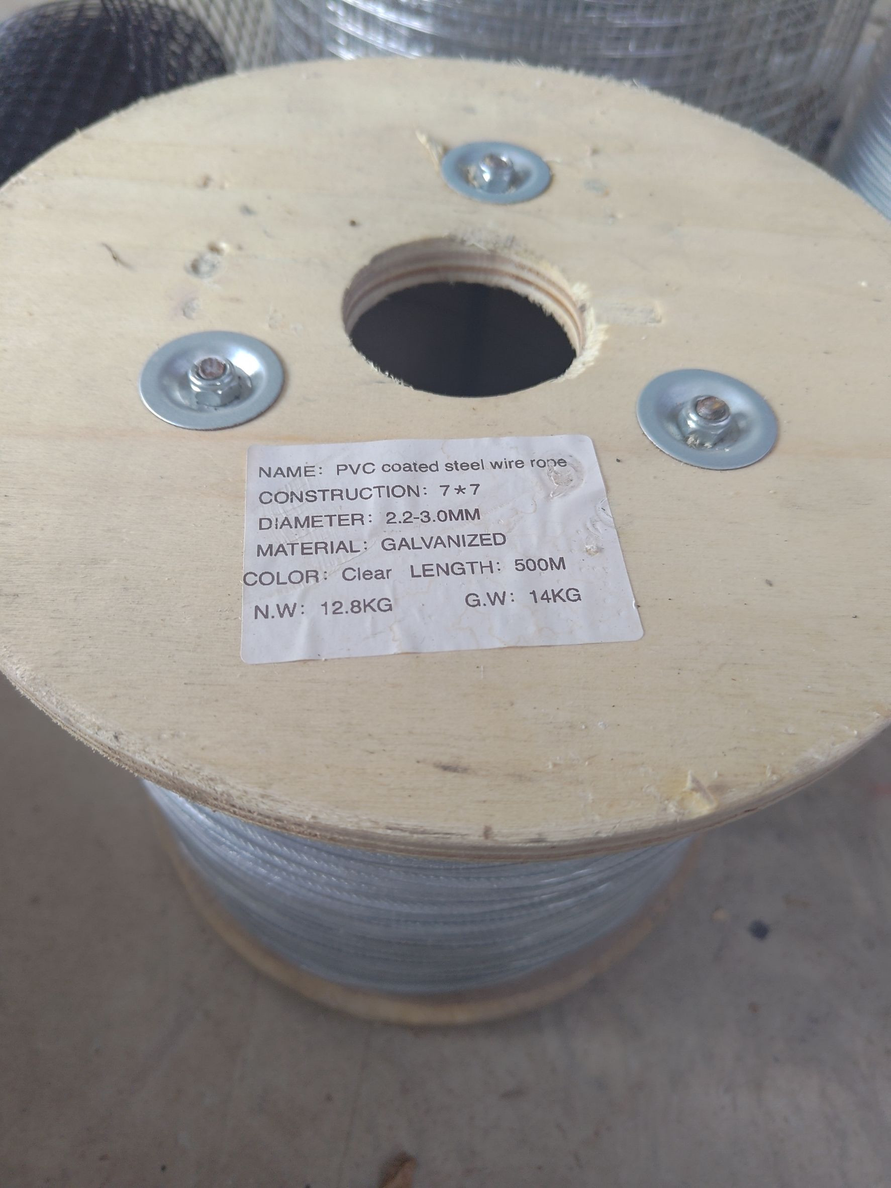 สลิงกัลวาไนซ์หุ้มปลอก PVC สีใสขนาด 3 มม. (500 m)
